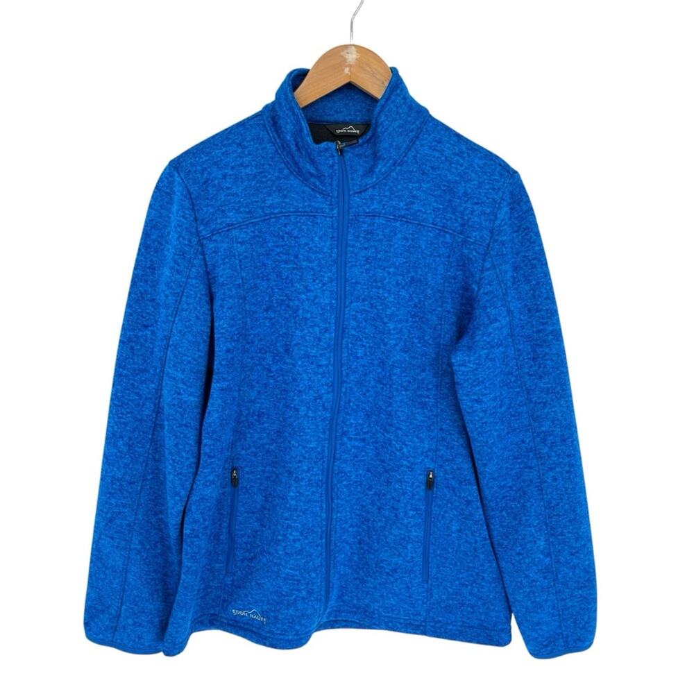 Eddie Bauer Fleece Lined Jacket Women Blue Full Zip Cozy - Size L - Picture 2 of 11